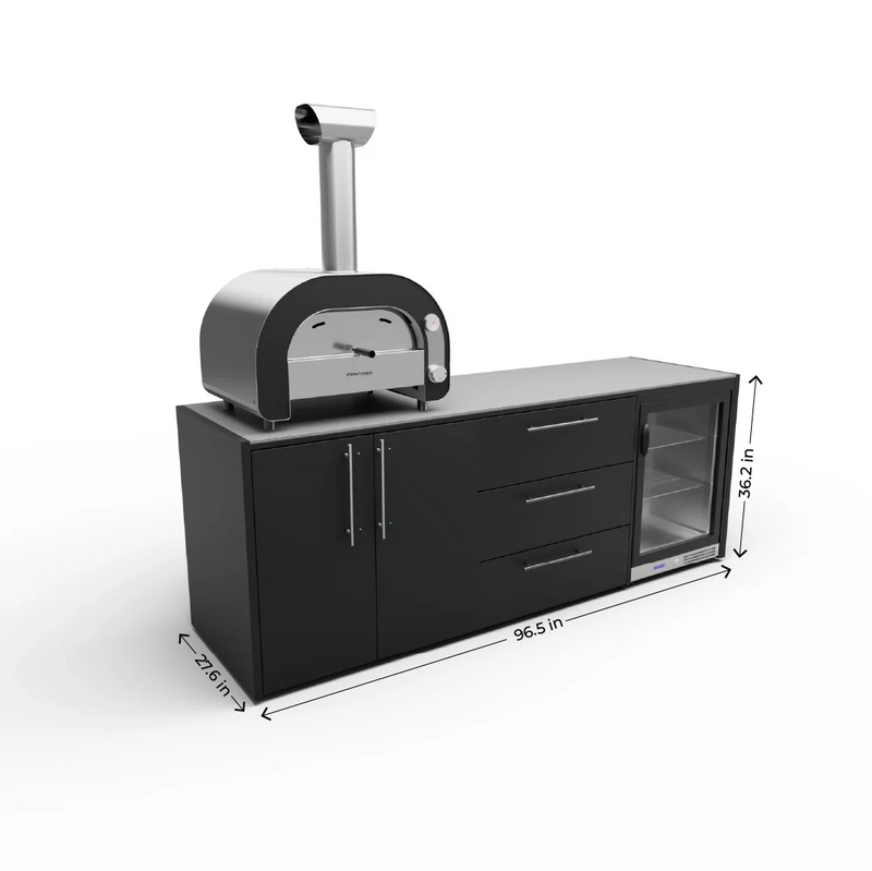 Outdoor Kitchen Elysia with, Pizza Oven, and Fridge