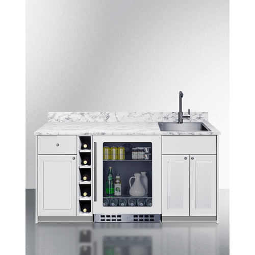 Oasis Wet Bar, Sink Fridge and Wine Storage | White ADA-Compliant 33.75" H x 68.5" W x 25.5" D