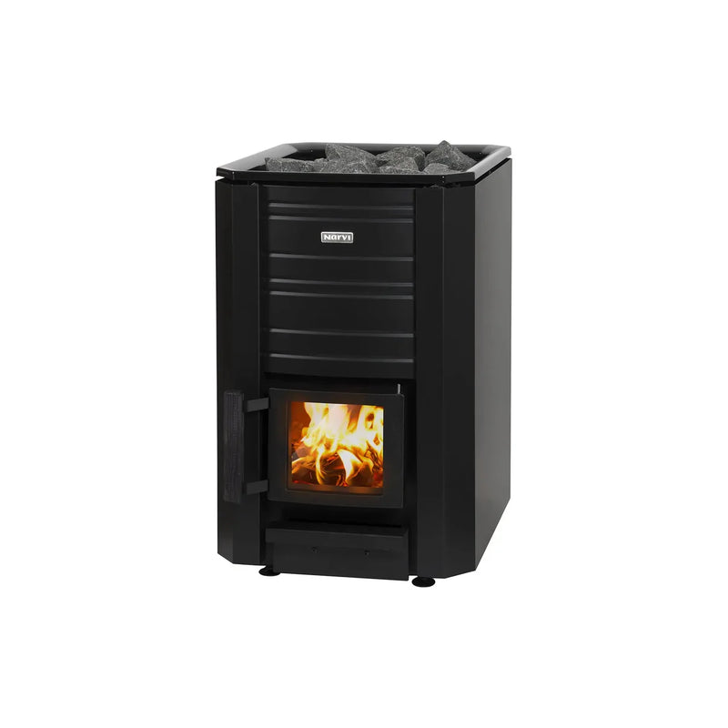 Narvi Black Wood Burning Sauna Heater 16 and Sauna Rocks