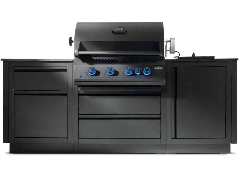 Oasis 300 Bundle 4 Burner Built-In 700 Series 32 with Infrared Rear Burner Propane Gas Grill in Matte Black