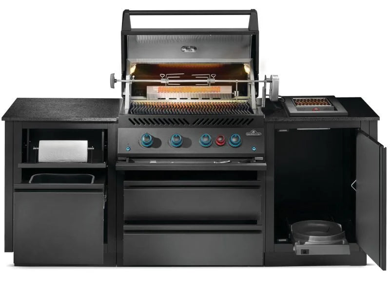 Oasis 300 Bundle 4 Burner Built-In 700 Series 32 with Infrared Rear Burner Propane Gas Grill in Matte Black