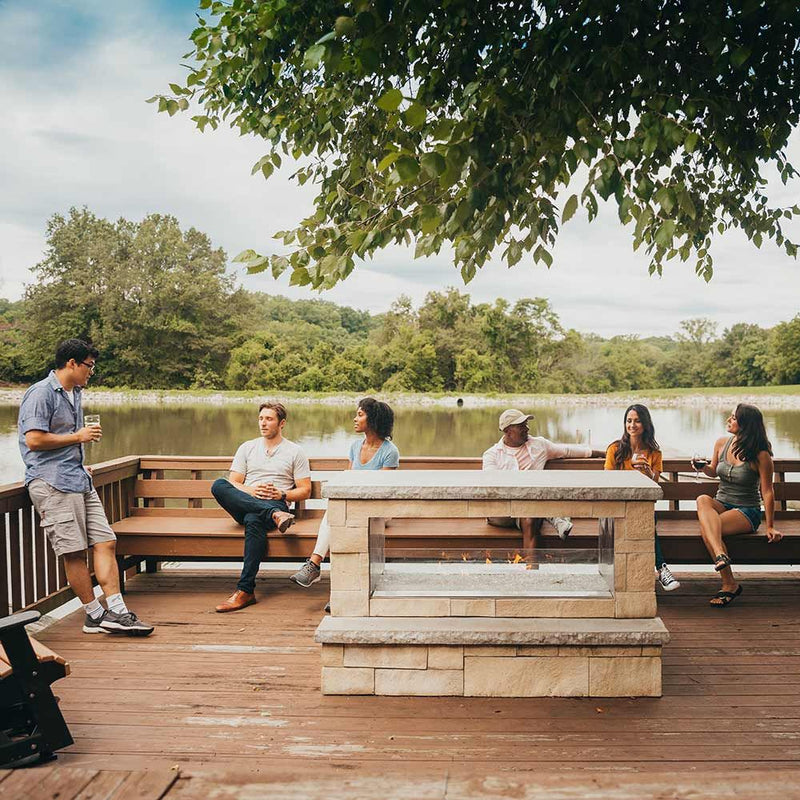 Carol Rose by Empire OLL60SP12 Ventless 60-Inch Outdoor See-Through Gas Fireplace, Battery-Powered Spark Ignition, Multicolor LED Lighting