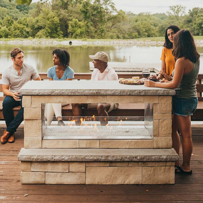 Carol Rose by Empire OLL60SP12 Ventless 60-Inch Outdoor See-Through Gas Fireplace, Battery-Powered Spark Ignition, Multicolor LED Lighting