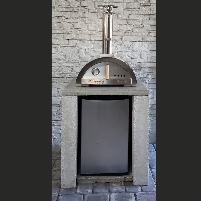 Stone Kitchen Pizza Oven + Fridge Unit