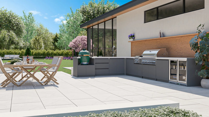 Whistler Fairford Grey L Shape Outdoor Kitchen Burford 5 Burner Barbecue