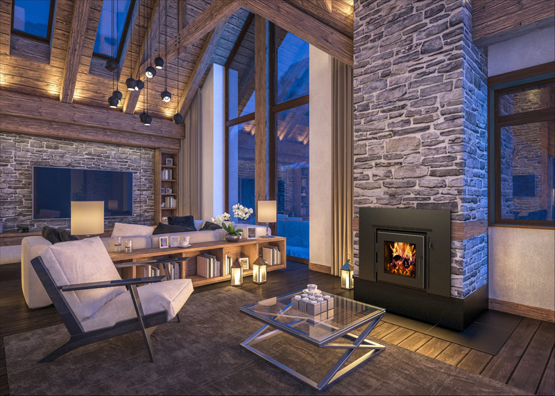 MF Fire 44 Inch Nova 2 Wood Burning Fireplace Insert MF03-BP1-DP1-I