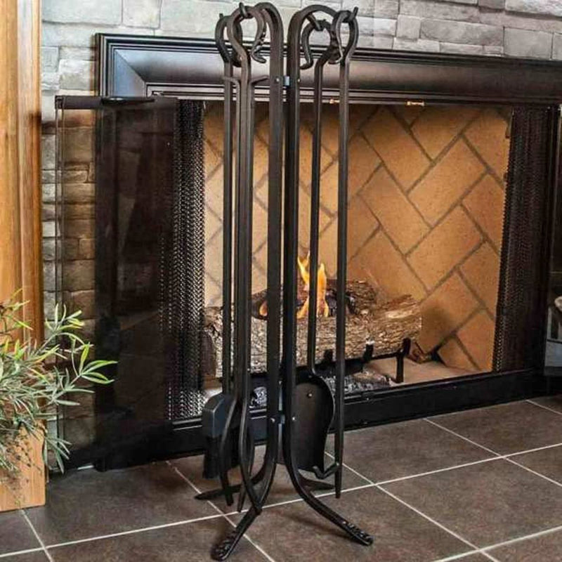 Pilgrim 5 Piece Forged Hearth Fireplace Tools - Matte Black
