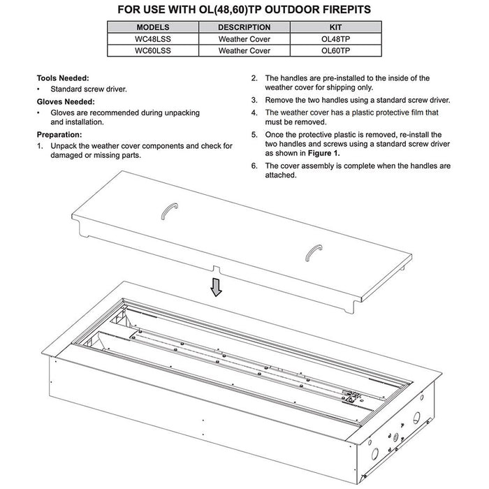 Carol Rose by Empire WC60LSS 60-Inch Stainless Steel Outdoor Weather Cover for Linear Fire Pits