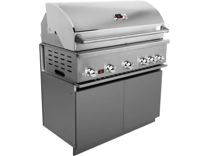 Whistler 42-Inch 5-Burner Gas Grill on Stainless Steel Cabinet with Rear Infrared Burner, Grill Lights, Rotisserie Kit & Cover