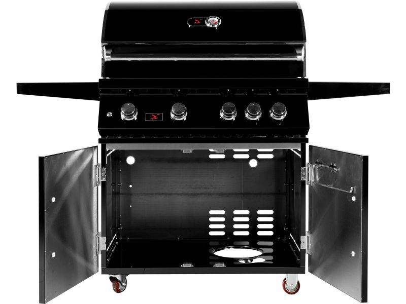 Whistler 34-Inch 4-Burner Gas Grill With Rear Infrared Burner, Grill Lights, Rotisserie Kit & Cover - Black Stainless
