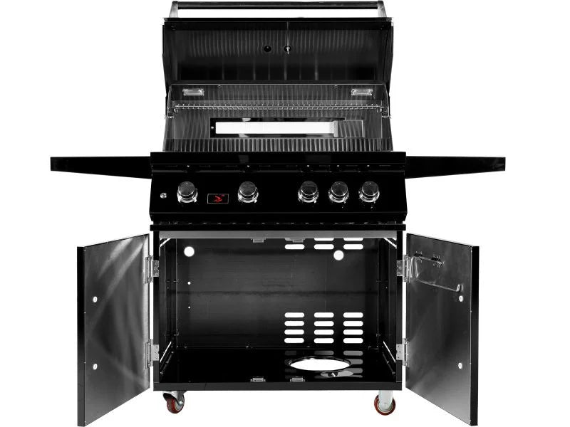 Whistler 34-Inch 4-Burner Gas Grill With Rear Infrared Burner, Grill Lights, Rotisserie Kit & Cover - Black Stainless