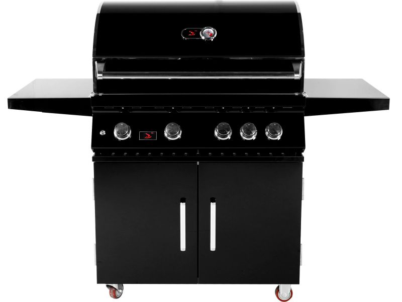 Whistler 34-Inch 4-Burner Gas Grill With Rear Infrared Burner, Grill Lights, Rotisserie Kit & Cover - Black Stainless