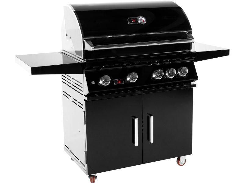 Whistler 34-Inch 4-Burner Gas Grill With Rear Infrared Burner, Grill Lights, Rotisserie Kit & Cover - Black Stainless