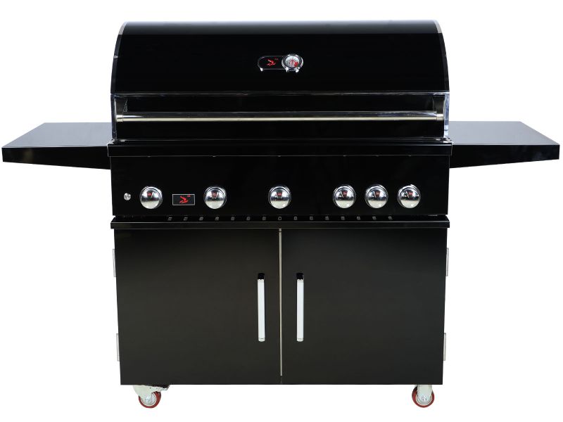 Whistler 42-Inch 5-Burner Gas Grill With Rear Infrared Burner, Grill Lights, Rotisserie Kit & Cover - Black Stainless