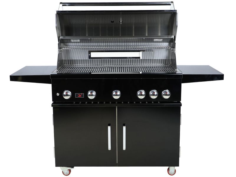 Whistler 42-Inch 5-Burner Gas Grill With Rear Infrared Burner, Grill Lights, Rotisserie Kit & Cover - Black Stainless