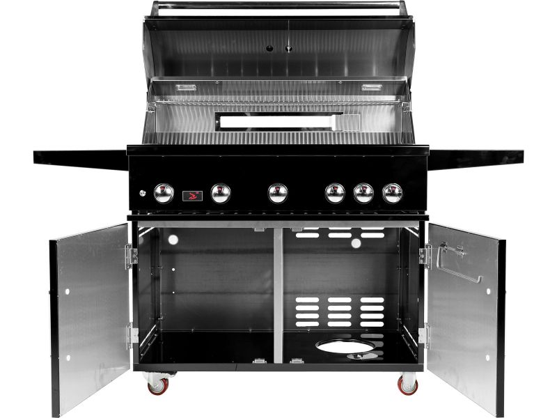 Whistler 42-Inch 5-Burner Gas Grill With Rear Infrared Burner, Grill Lights, Rotisserie Kit & Cover - Black Stainless