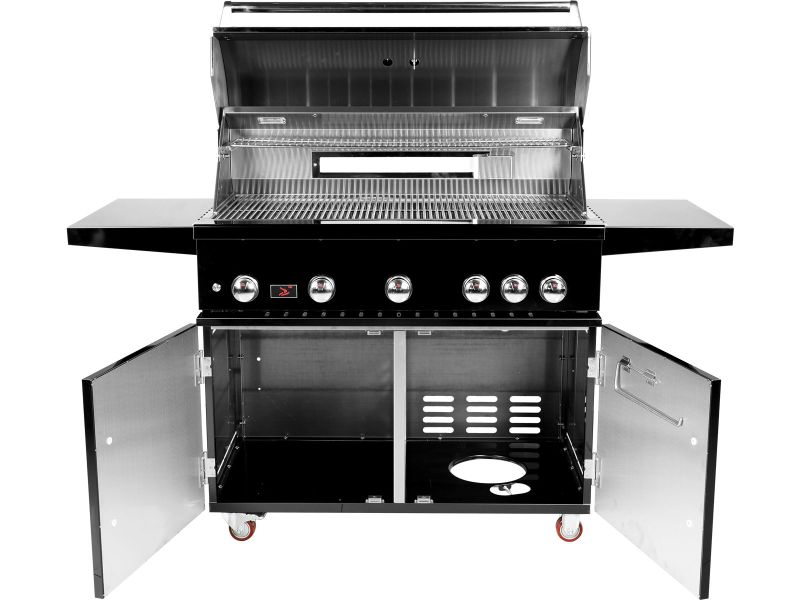 Whistler 42-Inch 5-Burner Gas Grill With Rear Infrared Burner, Grill Lights, Rotisserie Kit & Cover - Black Stainless