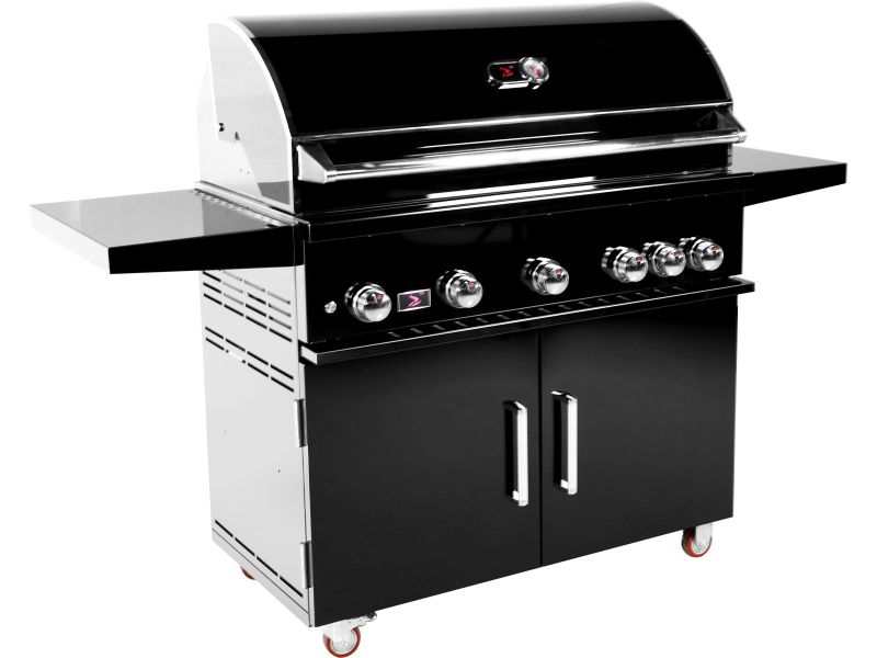 Whistler 42-Inch 5-Burner Gas Grill With Rear Infrared Burner, Grill Lights, Rotisserie Kit & Cover - Black Stainless