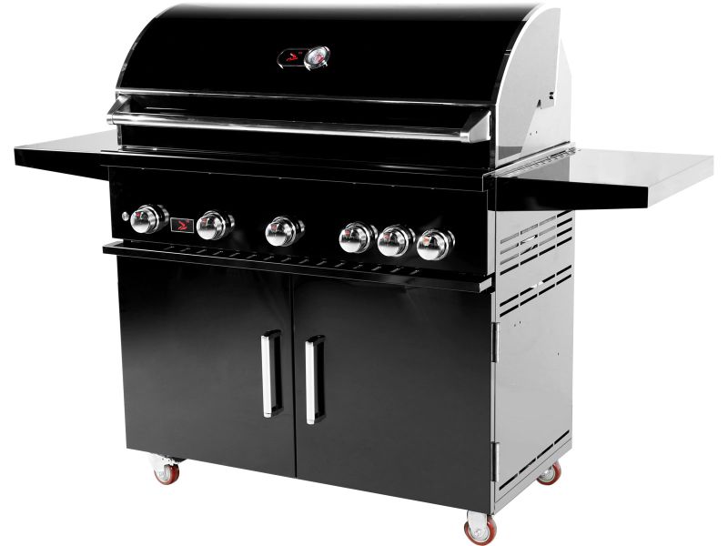 Whistler 42-Inch 5-Burner Gas Grill With Rear Infrared Burner, Grill Lights, Rotisserie Kit & Cover - Black Stainless