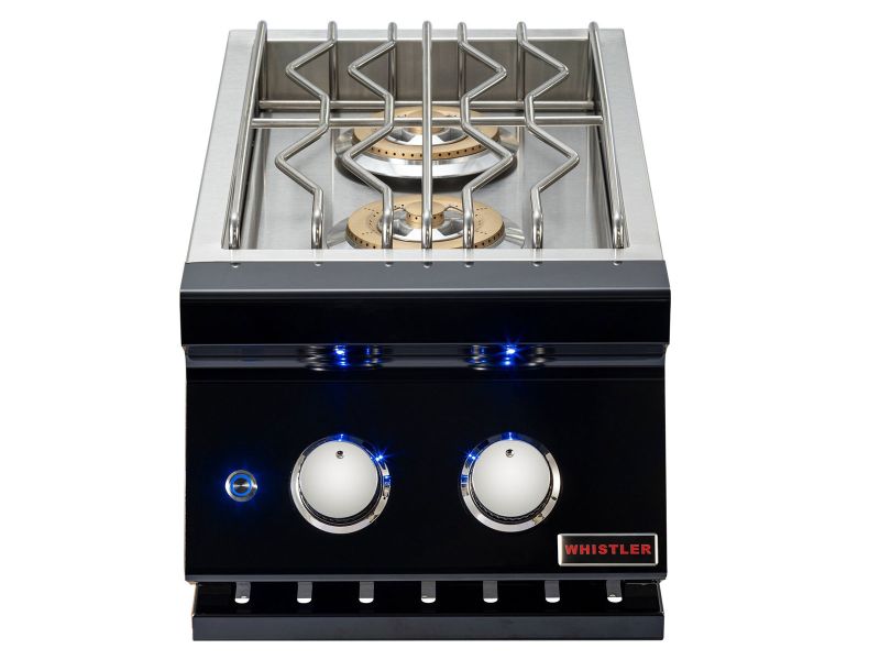 Whistler 4-Burner 102 x 28-Inch Gas Grill Island with Infrared Rear Burner, Refrigerator, Double Side Burner, and Rotisserie Kit - Black Stainless