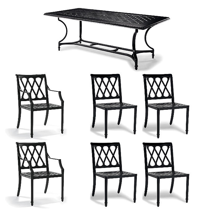 Rectangular Dining Set in Black Finish and Cushions