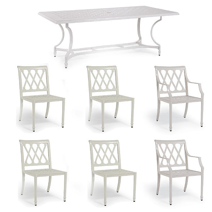Grayson 7-pc. Rectangular Dining Set in White Finish + Cushions