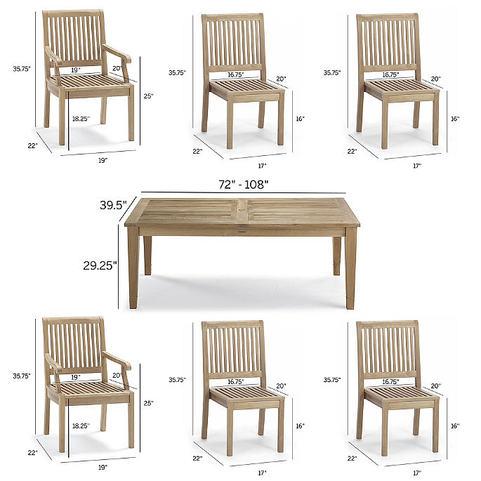 Cassara 7-pc. Rectangular Dining Set in Weathered Finish Includes Cushions