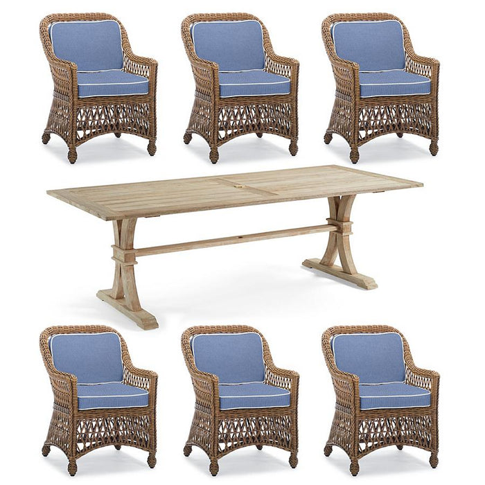 Hampton 7-pc. Rectangle Dining Set in Driftwood Finish + Cushions