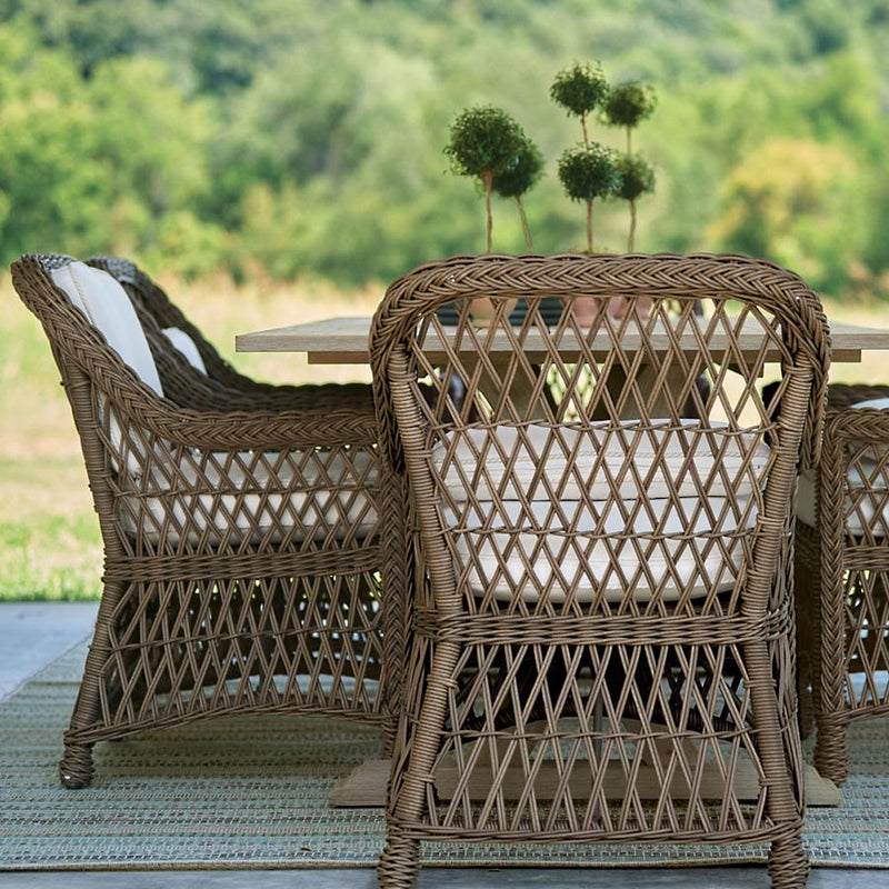 Rectangle Dining Set in Driftwood Finish and Cushions