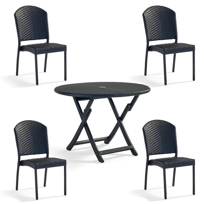 Café Stacking Side Chairs and Table Set + Cushions