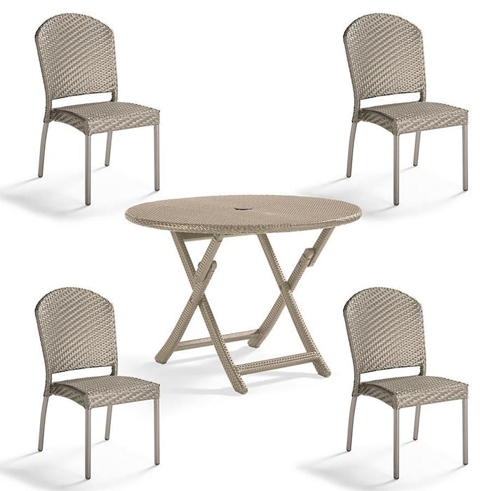 Café Stacking Side Chairs and Table Set + Cushions