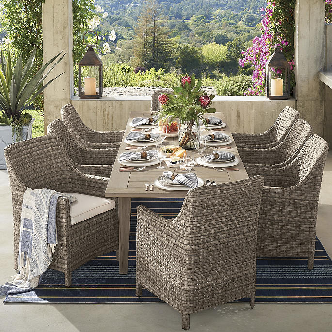 Rectangular Dining Set in Putty Finish Incudes Cushions