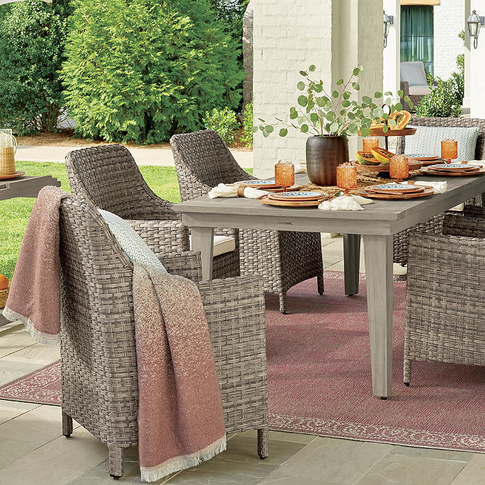Ashby 7-pc. Rectangular Dining Set in Putty Finish Incudes Cushions