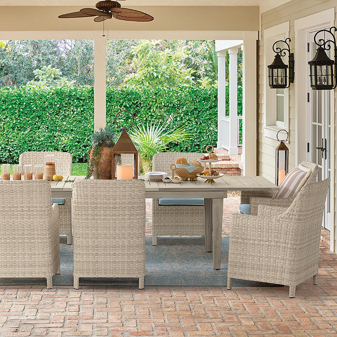 Rectangular Dining Set in Shell Finish and Cushions