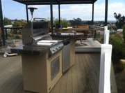 Fire 9' BBQ Island with 4 foot Round Bar and 4 Burner Built In BBQ Grill BBQ GRILL KoKoMo Grills   