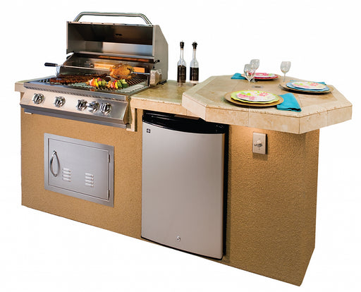 Poly 7'6" BBQ Island with Octagon Bar on Three Sides and Built In BBQ Grill BBQ GRILL KoKoMo Grills LPG  