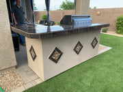 St. John 7'6" BBQ Island W High Bar on three sides and Lights 4 Burner BBQ Grill BBQ GRILL KoKoMo Grills   