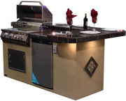 St. John 7'6" BBQ Island W High Bar on three sides and Lights 4 Burner BBQ Grill BBQ GRILL KoKoMo Grills   
