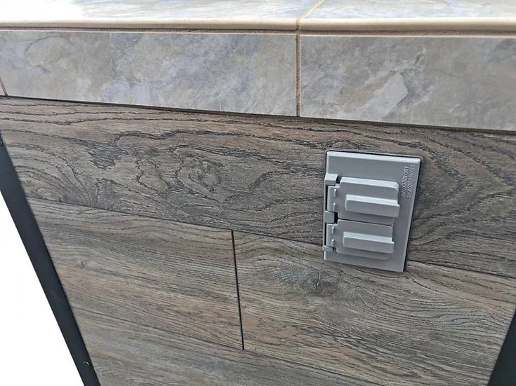 Elite 6' BBQ Island With Built In BBQ Grill Drift Wood Look Siding 30 Inch Doors BBQ GRILL KoKoMo Grills   