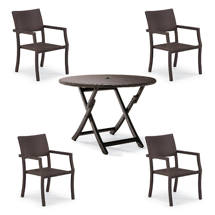 Cafe 5-pc. Square Back Chairs and Table Set + Cushions