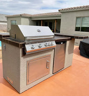 St. John 7'6" BBQ Island W High Bar on three sides and Lights 4 Burner BBQ Grill BBQ GRILL KoKoMo Grills LPG  