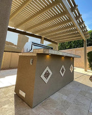 St. John 7'6" BBQ Island W High Bar on three sides and Lights 4 Burner BBQ Grill BBQ GRILL KoKoMo Grills   