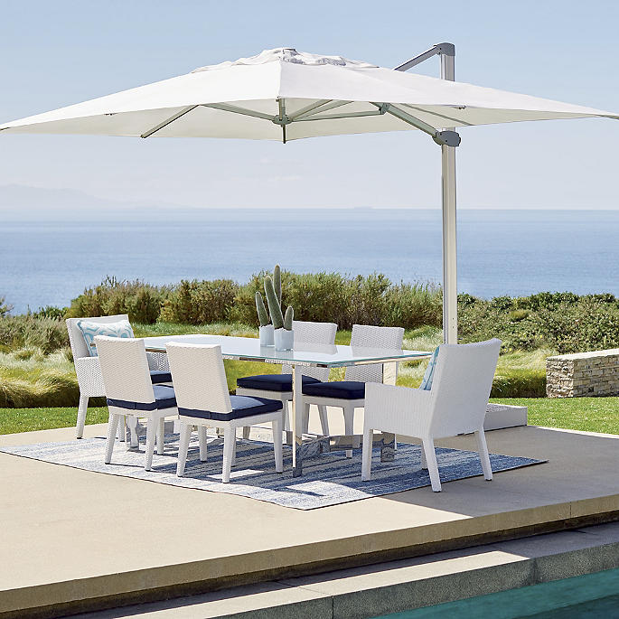 Palermo 7-pc. Rectangular Dining Set in White Finish + Cushions