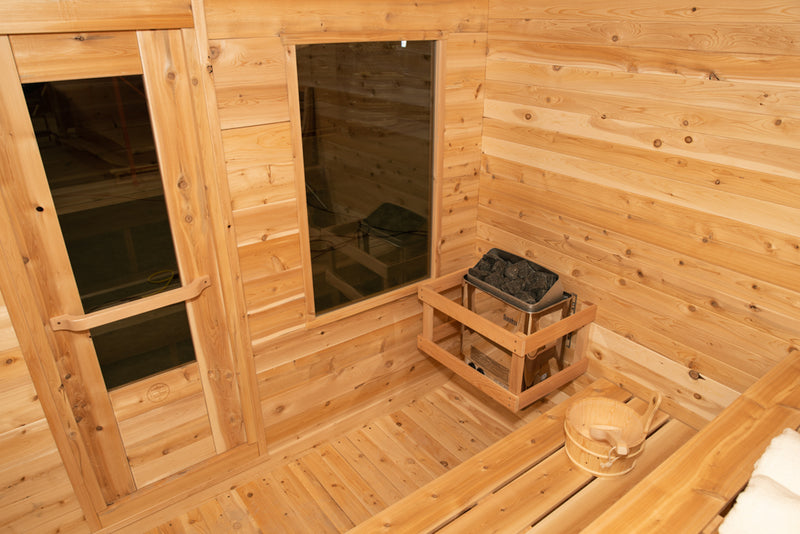 Dundalk Canadian Timber Luna White Cedar Outdoor Sauna | 2-4 People | Wood or Electric Heater  Dundalk Leisurecraft   