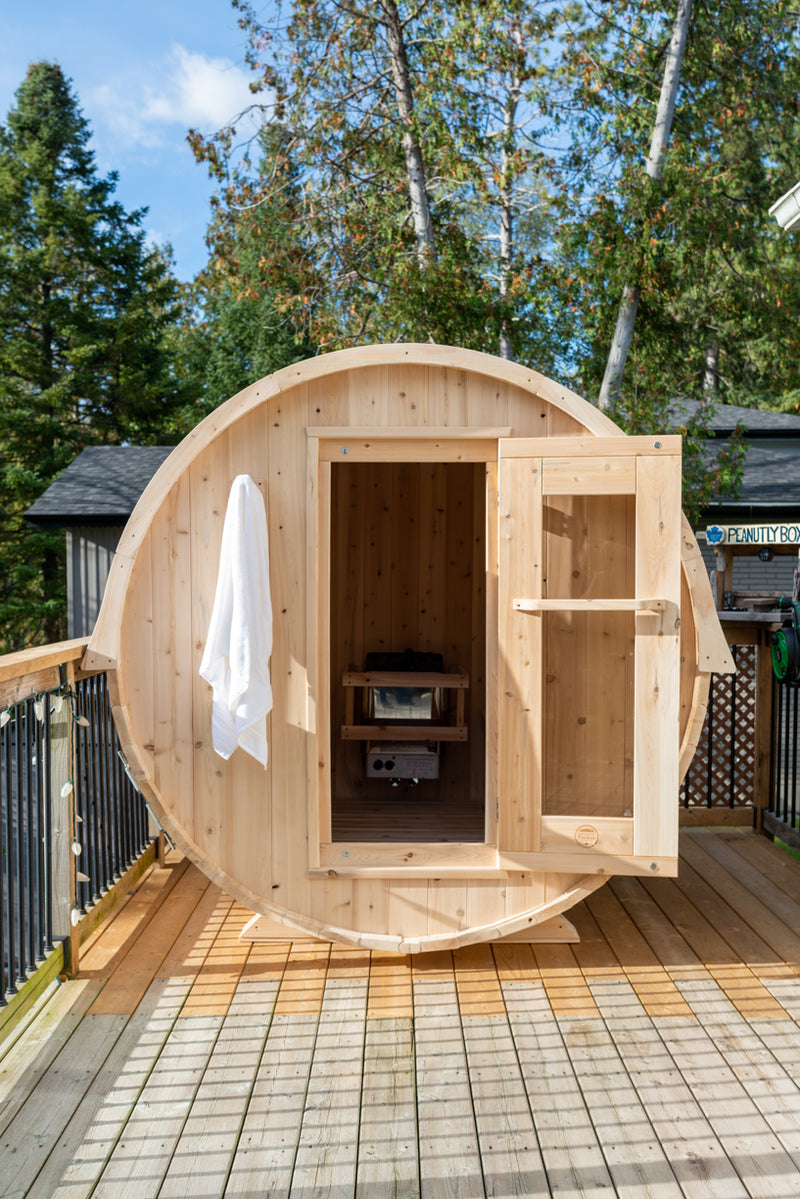 Dundalk 4 Person White Cedar Outdoor Sauna Harmony | 2-4 People | Wood or Electric Heater  Dundalk Leisurecraft   