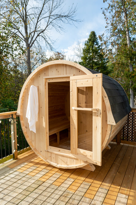 Dundalk 4 Person White Cedar Outdoor Sauna Harmony | 2-4 People | Wood or Electric Heater  Dundalk Leisurecraft   