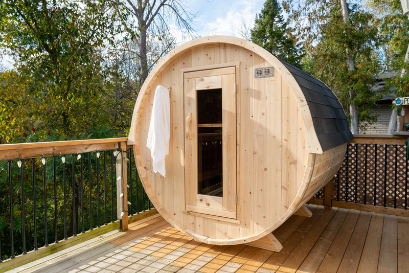 Dundalk 4 Person White Cedar Outdoor Sauna Harmony | 2-4 People | Wood or Electric Heater  Dundalk Leisurecraft   