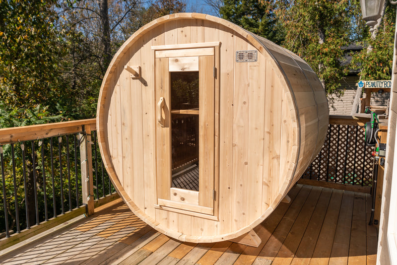 Dundalk 4 Person White Cedar Outdoor Sauna Harmony | 2-4 People | Wood or Electric Heater  Dundalk Leisurecraft   