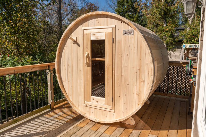 Dundalk 4 Person White Cedar Outdoor Sauna Harmony | 2-4 People | Wood or Electric Heater  Dundalk Leisurecraft   