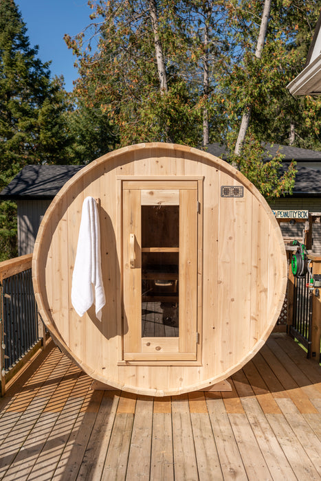 Dundalk 4 Person White Cedar Outdoor Sauna Harmony | 2-4 People | Wood or Electric Heater  Dundalk Leisurecraft   